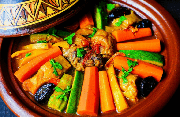 Tagine Marroquino: Uma Receita Exótica Fácil Tagine marroquino fumegante em uma mesa