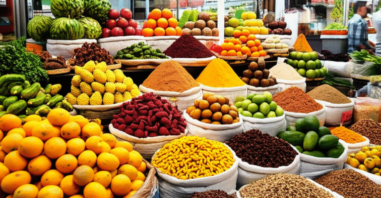 Ingredientes Incomuns: Explore Mercados Globais Variedade de ingredientes incomuns em um mercado asiático