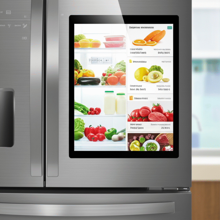 Otimização da Cozinha com IA Geladeira inteligente monitorando o estoque de alimentos