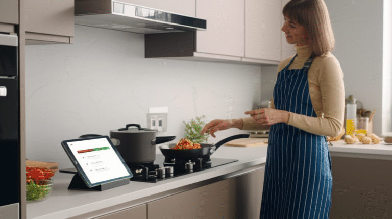 IA como Assistente Culinário Assistente de voz controlando eletrodomésticos na cozinha