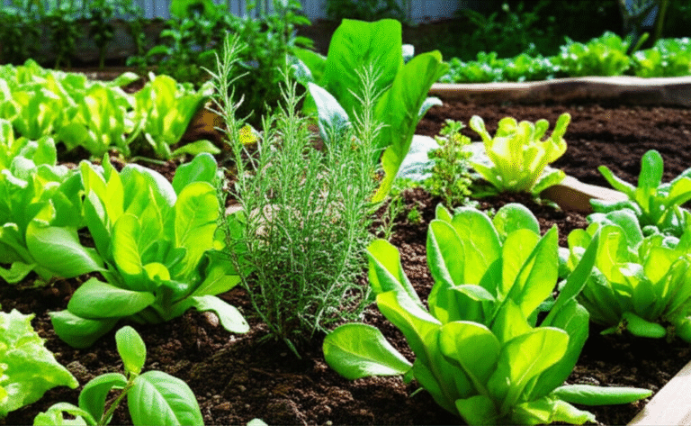 Horta Doméstica Horta caseira com diversas ervas e vegetais.