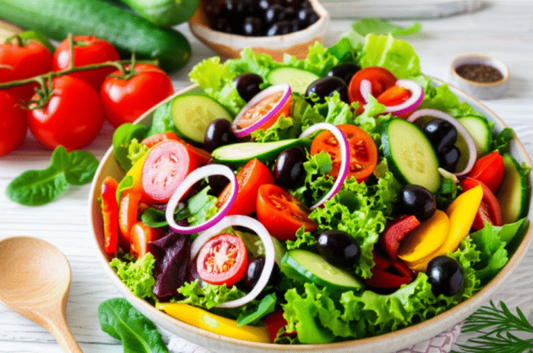 Salada Hipersazonal: Uma Explosão de Sabores Prato de salada colorida com ingredientes frescos