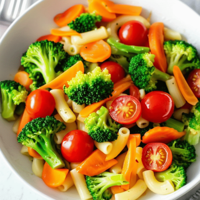 Receita de Macarrão Rápida e Fácil Prato de macarrão rápido e fácil com legumes