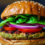 Hambúrguer feito com proteína vegetal alternativa