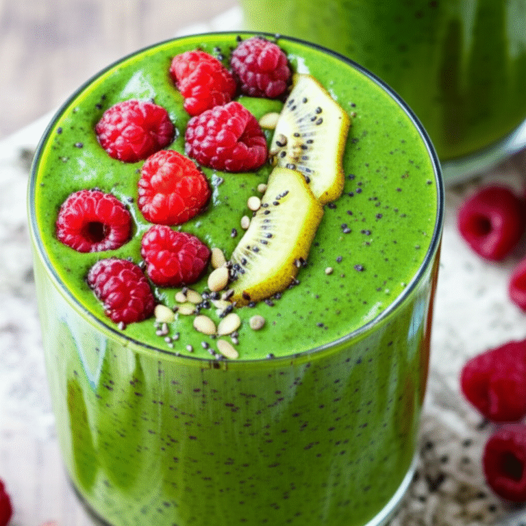 Smoothie Nutritivo de Espirulina Tigela de smoothie verde com espirulina e frutas