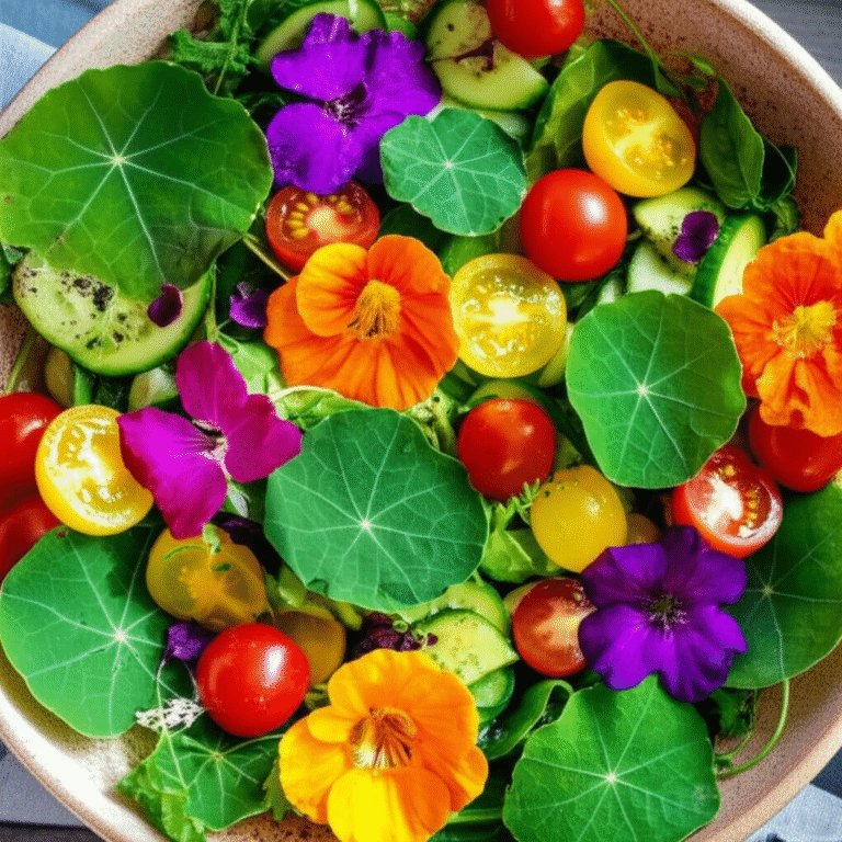 Salada refrescante com capuchinha Salada colorida com capuchinha