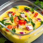 Omelete sendo preparado no microondas